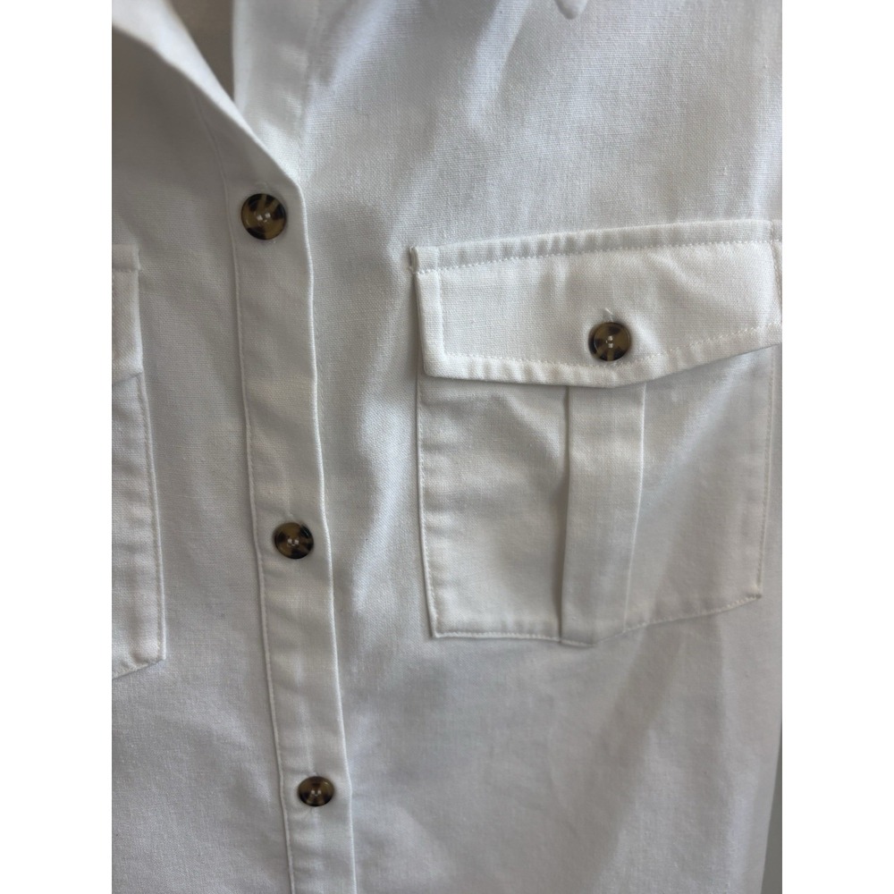 Tuckernuck Collared Linen Cotton Sleeveless Button Up XL White Summer - Picture 3 of 7